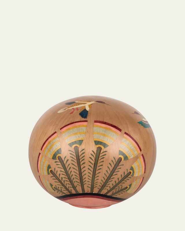 Marquetry Decorative Sphere with Egyptian Landscape